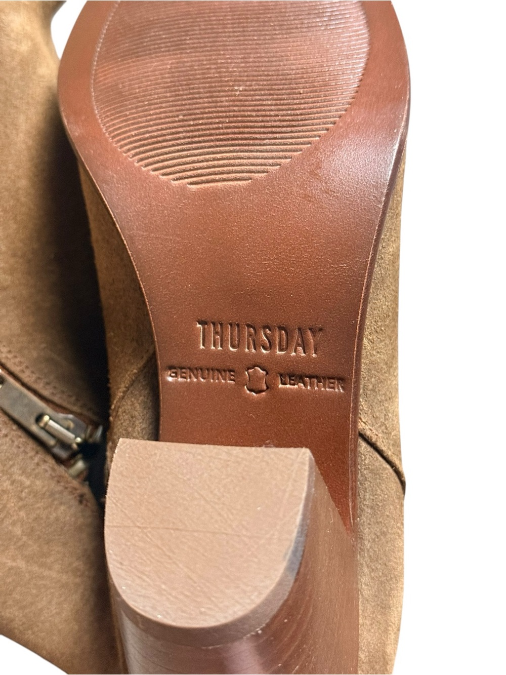 Thursday Boot Co Everyday Ankle Boots Taupe Suede Leather Heeled Booties 7 - Picture 11 of 12